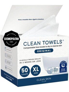 Ultra Soft Disposable Face Towels - 100% Biobased Makeup Remover Wipes, 50 Ct